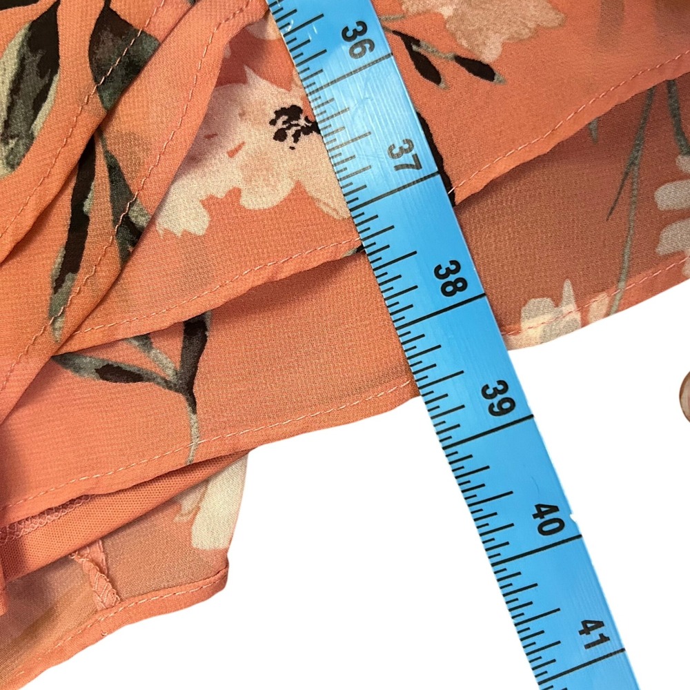 Torrid Floral Chiffon‎ Wrap Dress Plus Size 0 Short Sleeve Blush Pink No Belt - Picture 7 of 10